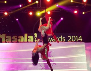 Aerial Hoop Duo for Masala Awards 2014. Dubai, Madinat Arena.
